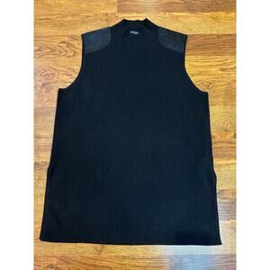 Polo Ralph Lauren Mock Neck Knit Sweater Vest Women's XL Black Suede Accent
